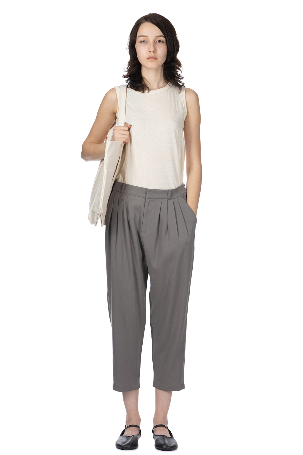 Evam Eva - Cotton Tuck Pants - Grey